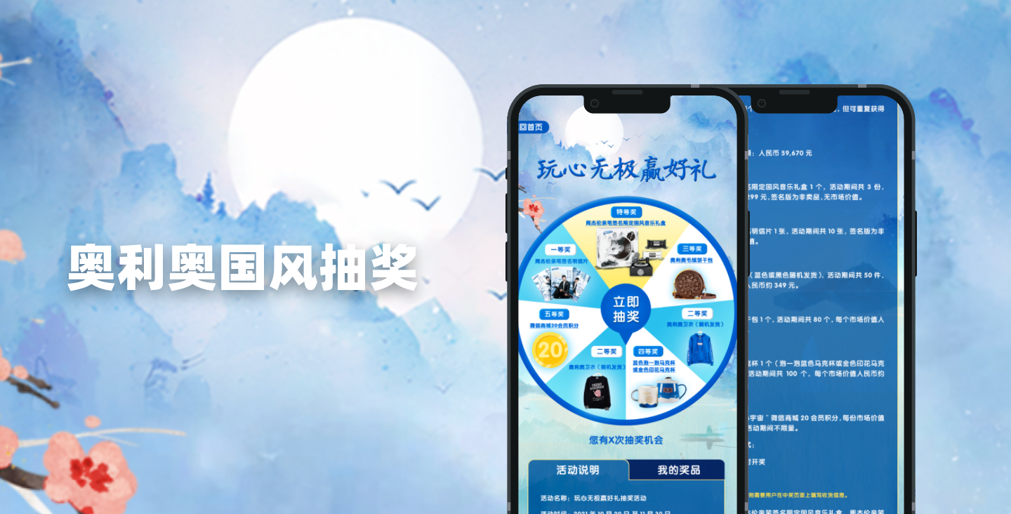 【轉盤抽獎類H5開發(fā)】奧利奧國風抽獎H5